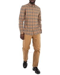 Burberry - Check Motif Cotton Shirt - Lyst