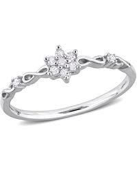 Amour - 1/10 Ct Tw Diamond Floral Promise Ring - Lyst