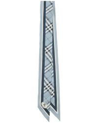 Burberry - Skinny Check Silk Scarf - Lyst