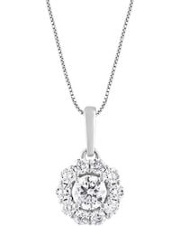 Brilliant Diamond - 14K 0.50 Cttw Lab Grown Diamond Round Halo Pendant Necklace (G-H, Si1-Si2) 18" - Lyst