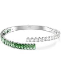 Swarovski - Rhodium Plated Mixed Mixed Bangle, Size Large - Lyst
