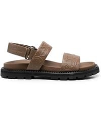 Ferragamo - Gancini Debossed Sandals - Lyst