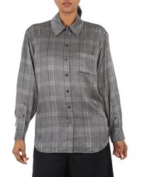 Burberry - Monochrome Carlota Checked Long-sleeve Silk Shirt - Lyst