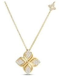 Roberto Coin - 18K Arabesque Pave Diamond Flower Necklace - Lyst