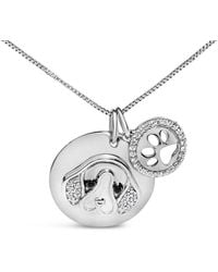 Haus of Brilliance - Sterling 1/5 Cttw And Diamond Beagle Dog Medallion And Charm 18" Pendant Necklace - Lyst