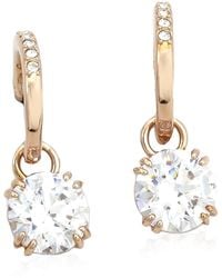 Swarovski - Constella Rose-Tone Plated Round Cut Drop Earrings - Lyst