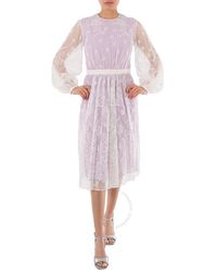 Burberry - Puff-sleeve Embroidered Tulle Dress - Lyst