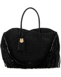 Ferragamo - Raffia And Leather Big Shopping Bag - Lyst
