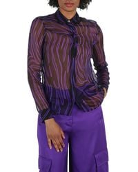 Versace - Ladies Allover Long-Sleeve Sheer Silk Shirt - Lyst