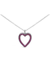 Haus of Brilliance - 18K 1/3 Cttw Diamond And Ruby Open Heart With Rhodium 18" Pendant Necklace - Lyst