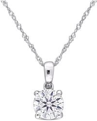 Amour - 1 Ct Dew Created Moissanite Solitaire Pendant With Chain - Lyst
