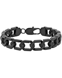 Robert Alton - Stainless Steel Matte Finish Hexagon Link Bracelet - Lyst