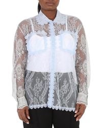 Burberry - Ladies Pale Long-Sleeve Lace Shirt, Brand Size 10 (Us - Lyst