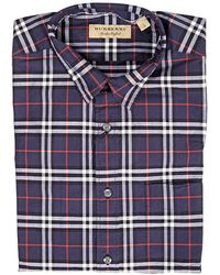 Burberry Checked Cotton-poplin Shirt - Blue