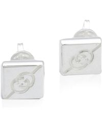 Gucci - Sterling Diagonal Interlocking G Stud Earrings - Lyst