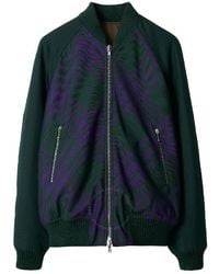 Burberry - Checked Reversible Bomber Jacket With Zipper - Lyst