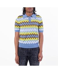 Versace - Jacquard Wave Knit Polo Shirt - Lyst