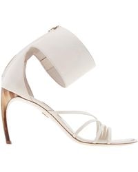 Ferragamo - Clethra Curve Heel Leather Sandals - Lyst