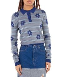 Marni - Floral Striped Polo Shirt - Lyst
