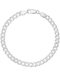 Kylie Harper - Thick 8.5" Italian Sterling Diamond-Cut Pave Miami Cuban Curb Chain Bracelet - Lyst