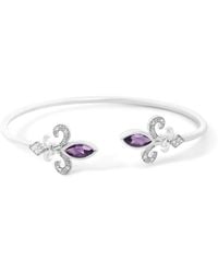 Haus of Brilliance - 925 Sterling 8X4Mm Marquise Amethyst And Diamond Accent Fleur Di Lis Open Cuff Bangle (I-J Color, I1-I2 Clarity) - Lyst