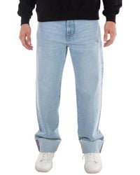Gcds - Relaxed Laser Cotton Denim Logo Trousers, Waist - Lyst