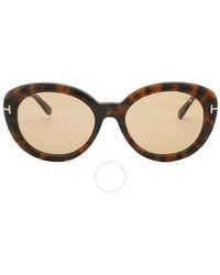 Tom Ford - Lily Brown Oval Sunglasses - Lyst