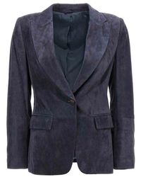 Brunello Cucinelli - Dark Suede Blazer, Brand Size 44 (Us - Lyst