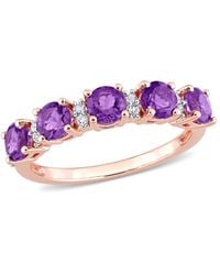 Amour - 1 3/5 Ct Tgw Amethyst-Africa And Topaz Semi Eternity Ring - Lyst