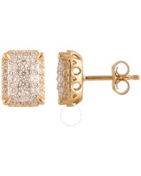 DiamondMuse - Diamond Muse 1.00 Cttw 14Kt Round Cut Diamond Cluster Stud Earrings For - Lyst
