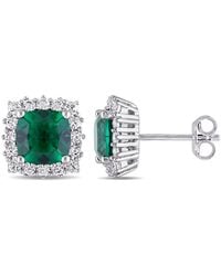 Amour - 4 1/3 Ct Tgw Created Emerald And Created Sapphire Stud Earrings - Lyst