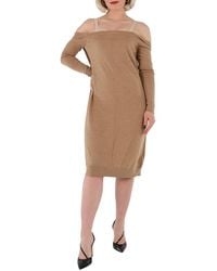 Burberry - Ladies Biscuit Bra-Detail Long Sleeve Wool Dress, Brand Size 12 (Us - Lyst
