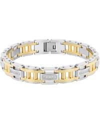 Robert Alton - 1/2Ctw Diamond Stainless Steel With Two-Tone Finish Link Bracelet - Lyst