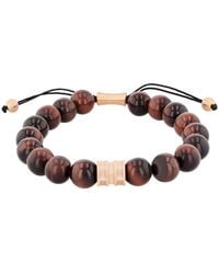 Robert Alton - Stainless Steel Tiger Eye Bead Bolo Bracelet - Lyst