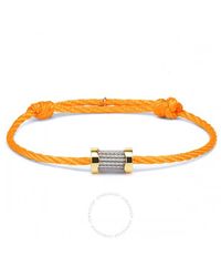 Charriol - Forever Waves Charms Orange String And Yellow Gold Pvd Steel Bracelet - Lyst