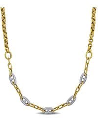 Amour - 1 Ct Tgw Cubic Zirconia Oval & Rectangular Rolo Link Necklace - Lyst