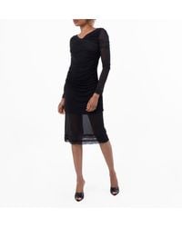 Ferragamo - Ferragamo Sheer-Panels Draped Midi Dress - Lyst