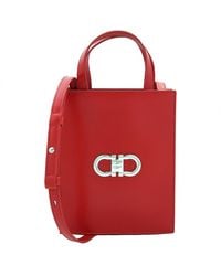 Ferragamo - Double Gancini Mini Leather Tote Bag - Lyst