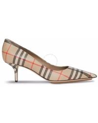 Burberry patent leather and vintage check block-heel pumps hotsell