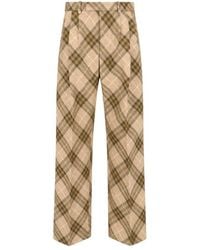 Burberry - Pleated Check Wool Tailored Trousers, Brand Size 50 Waist - Lyst