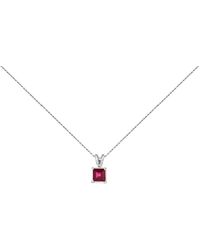 Haus of Brilliance - 14K 5X5 Mm Square Shaped Ruby Solitaire Pendant Necklace - Lyst