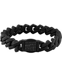 Robert Alton - 1/2Ctw Diamond Stainless Steel With Matte Finish Link Bracelet - Lyst