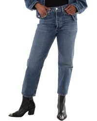 Agolde - Ladies Imagine Med Dark 90S Crop Mid Rise Straight Jeans - Lyst