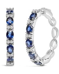 Haus of Brilliance - 14K 4X3Mm Oval Sapphire And 1/4 Cttw Diamond Alternating Hoop Earring - Lyst