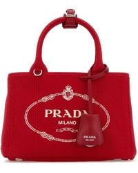 Prada - Red Canvas Mini Jardinière Handbag - Lyst