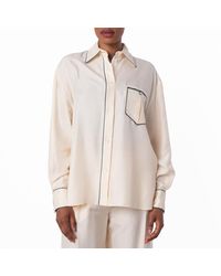 Bally - Contrast Piping Relaxed Silk Shirt - Lyst