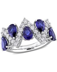 Created Forever - 3 1/2Ct Tgw Created Sapphire And /8Ct Tw Lab-Grown Diamond Semi-Eternity Ring - Lyst