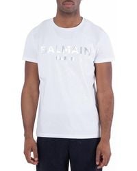 Balmain - Foil Logo Embossed T Shirt - Lyst