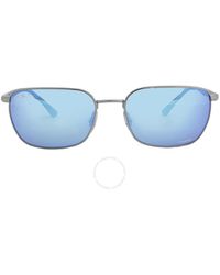 Ray-Ban - Polarized Gray Mirrored Blue Rectangular Sunglasses Rb3684ch 004/4l 58 - Lyst