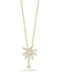 Roberto Coin - Tiny Treasures Yellow Gold Diamond Palm Tree Pendant Necklace 0.17ct - Lyst